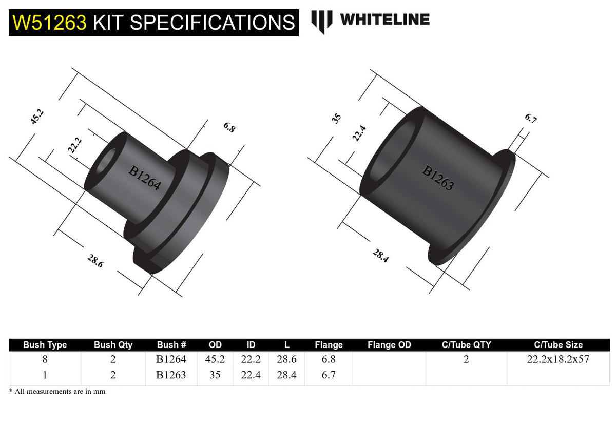 Whiteline Front Control Arm Lower Inner Rear Bushing