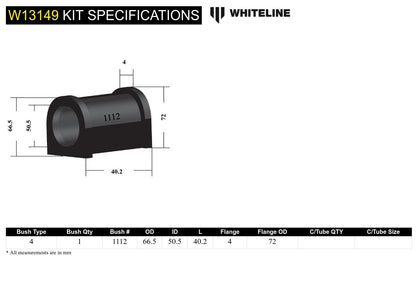 Whiteline Front Steering Rack and Pinion Mount Bushing