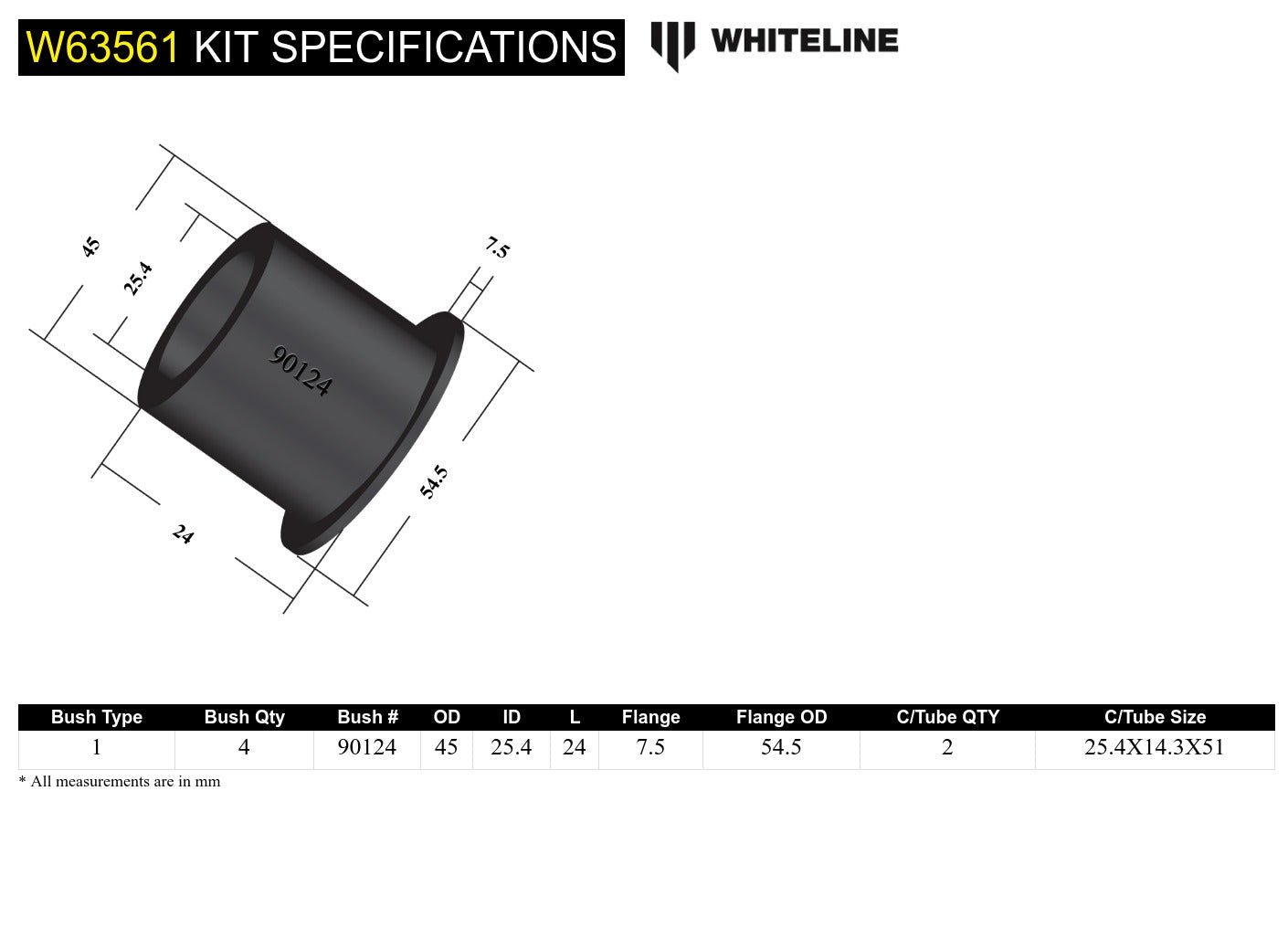 Whiteline Rear Control Arm - Lower Rear Outer Bushing Kit for Cars - Fits 2006-2011 Honda Civic