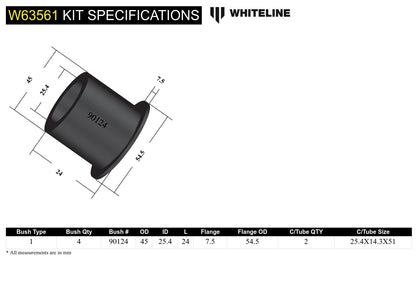 Whiteline Rear Control Arm - Lower Rear Outer Bushing Kit for Cars - Fits 2006-2011 Honda Civic