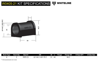 Whiteline Front Sway Bar Mount Bushing - High-Performance Synthetic Elastomer