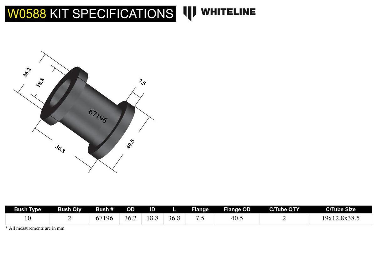 Whiteline Rear Toe Arm Inner Bushing