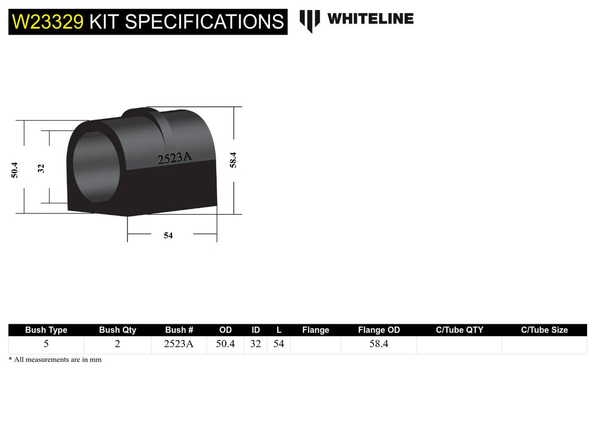 Whiteline Front Sway Bar Mount Bushing