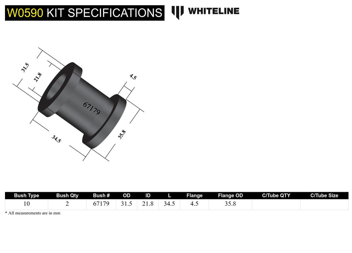 Whiteline Rear Control Arm Upper Front Inner Bushing