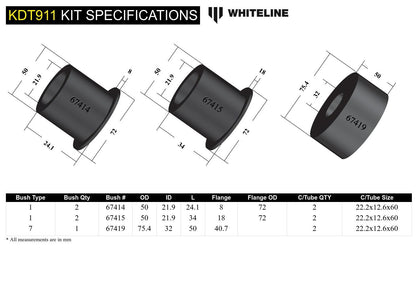 Whiteline Rear Differential Bushing for Sports Cars - Fits 2003-2008 Infiniti G35, 2003–2009 Nissan 350Z