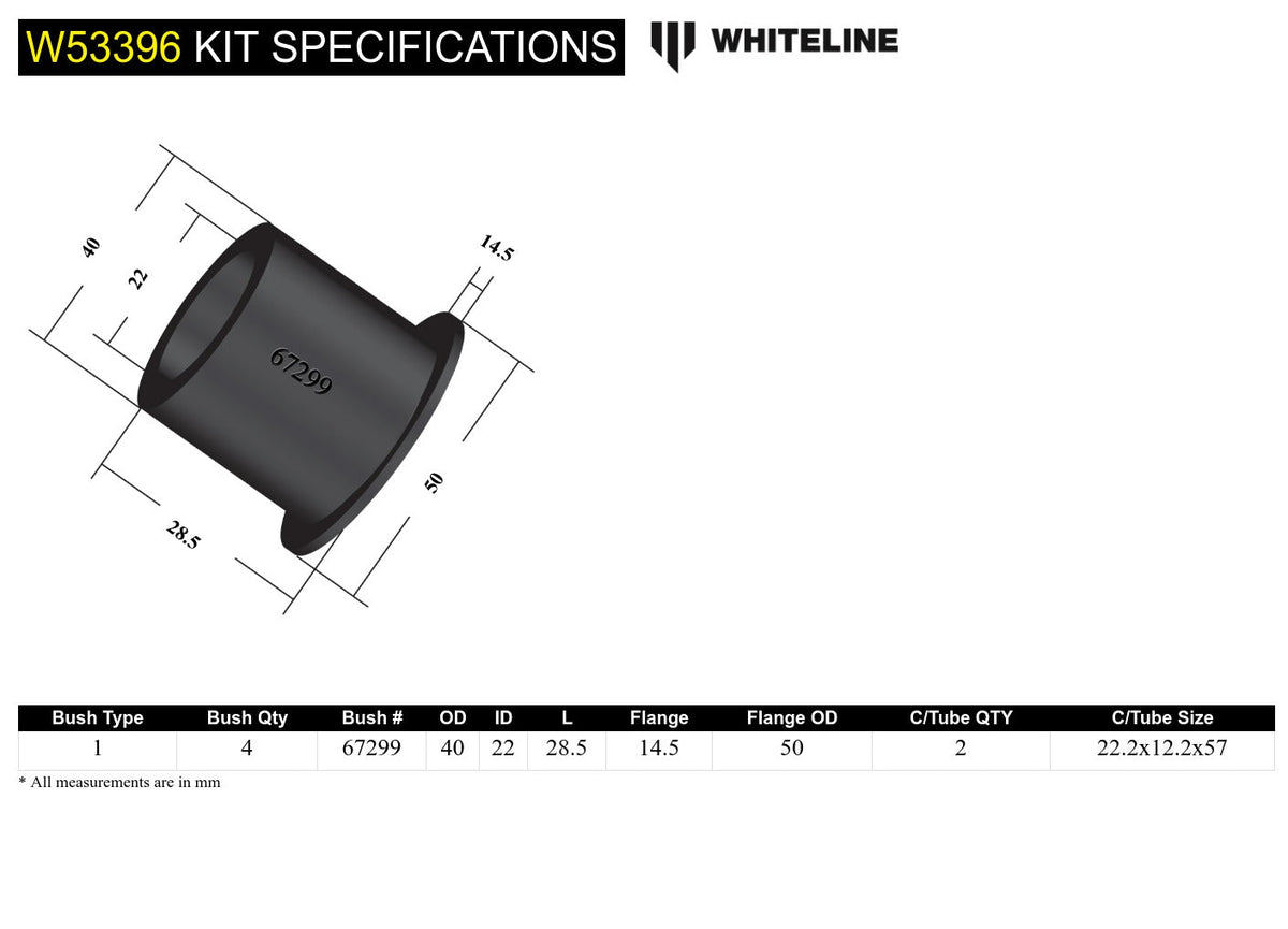 Whiteline Front Control Arm Lower Bushing