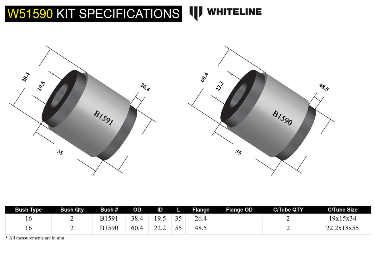 Whiteline Front Control Arm Lower Inner Rear Bushing