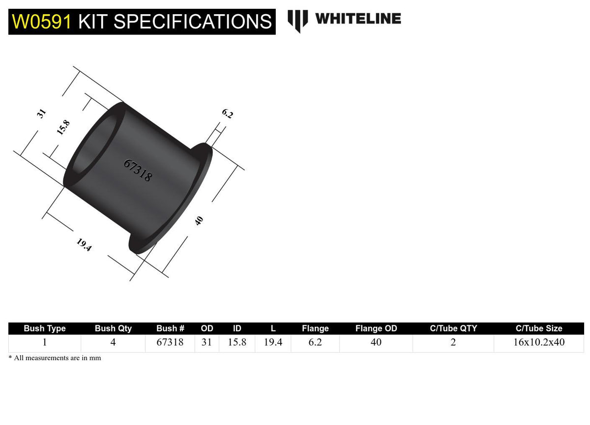 Whiteline Rear Control Arm Upper Rear Inner Bushing
