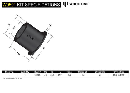 Whiteline Rear Control Arm Upper Rear Inner Bushing