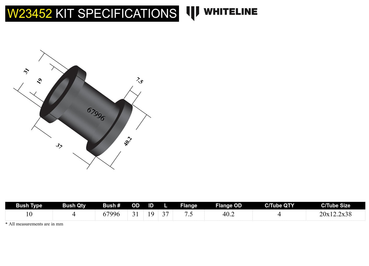 Whiteline Front Sway Bar Link Bushing