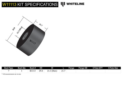 Whiteline Front Steering Rack and Pinion Shaft Guide Bushing