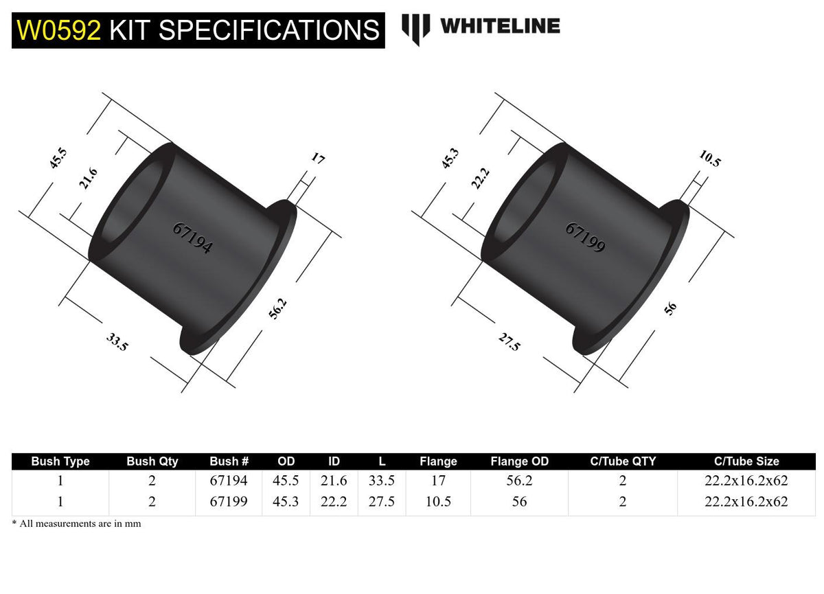 Whiteline Rear Differential Mount Front Bushing