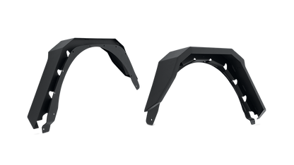 Body Armor Rear Fender Flares - Textured Black Powder-Coated Steel - Fits 2018-2024 Jeep Wrangler JL (Flat Style, 5-3/4 Inch Tire Coverage)