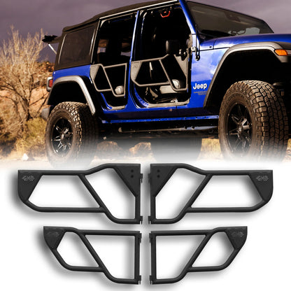 EZ4X4 Razor Aluminum Half Tube Doors for Jeep Wrangler JKU 4-Door – Lightweight, Black Powder-Coated, Secure OE Fit