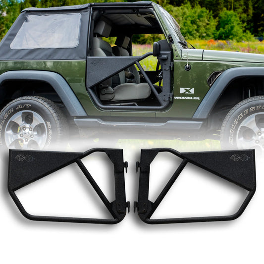EZ4X4 Phantom Aluminum Full Tube Doors – Fits 2011–2018 Jeep Wrangler JK – Textured Black – 2Pc