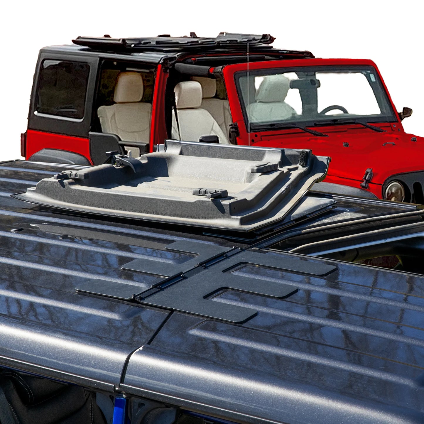 EZ4X4 EZ FlipTop for Jeep JK Wrangler 2007–2018 2-Door – Freedom Panel Storage Solution – No-Drill, Black, Lifetime Guarantee
