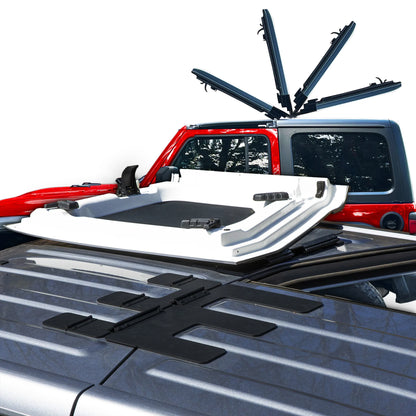 Jeep JT Gladiator Freedom Panel storage with EZ FlipTop for secure roof mounting and quick access.