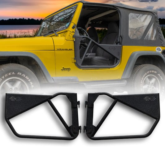 EZ4X4 Phantom Aluminum Full Tube Doors – Fits Jeep TJ/JK/JKU/JL/JLU & JT Gladiator – Textured Black – 2Pc/4Pc