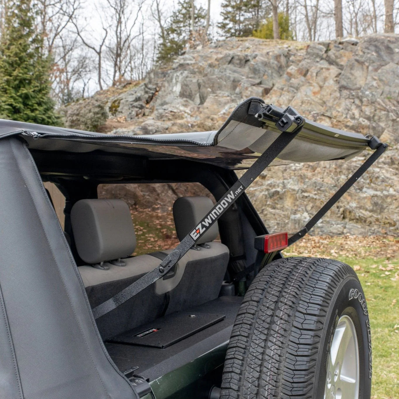 EZ4X4 EZWindow Slant for Jeep JL 2-Door – Fits 2018 & Up – Soft-Top Rear Window, Pull-to-Open, Easy Install