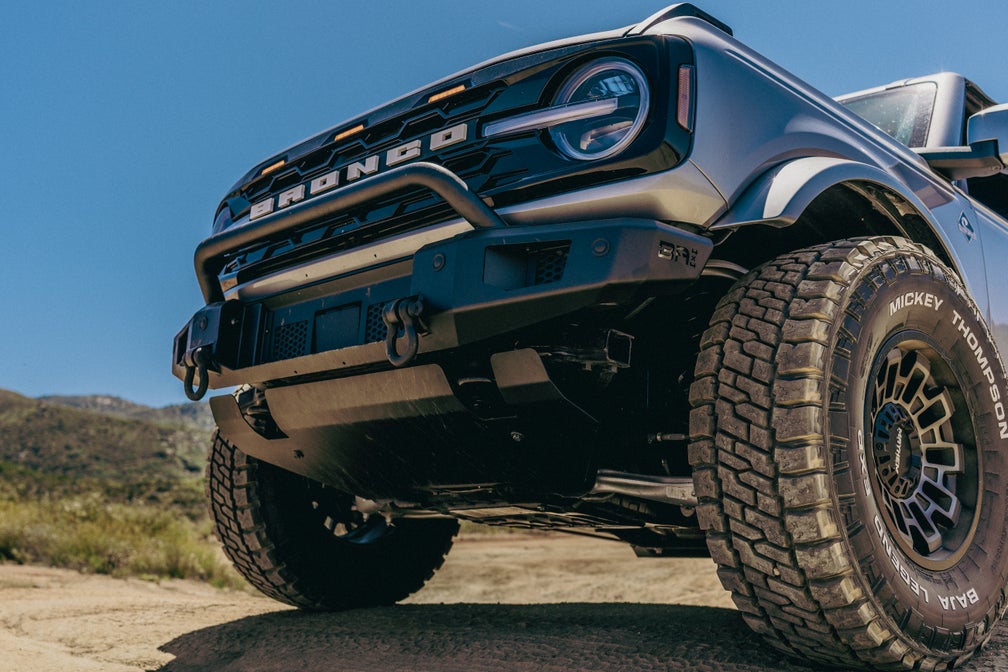 Body Armor Odyssey Front Bumper - Textured Black Powder-Coated Steel - Fits 2021-2024 Ford Bronco (With Bull Bar, Winch Mount, D-Ring Mounts)