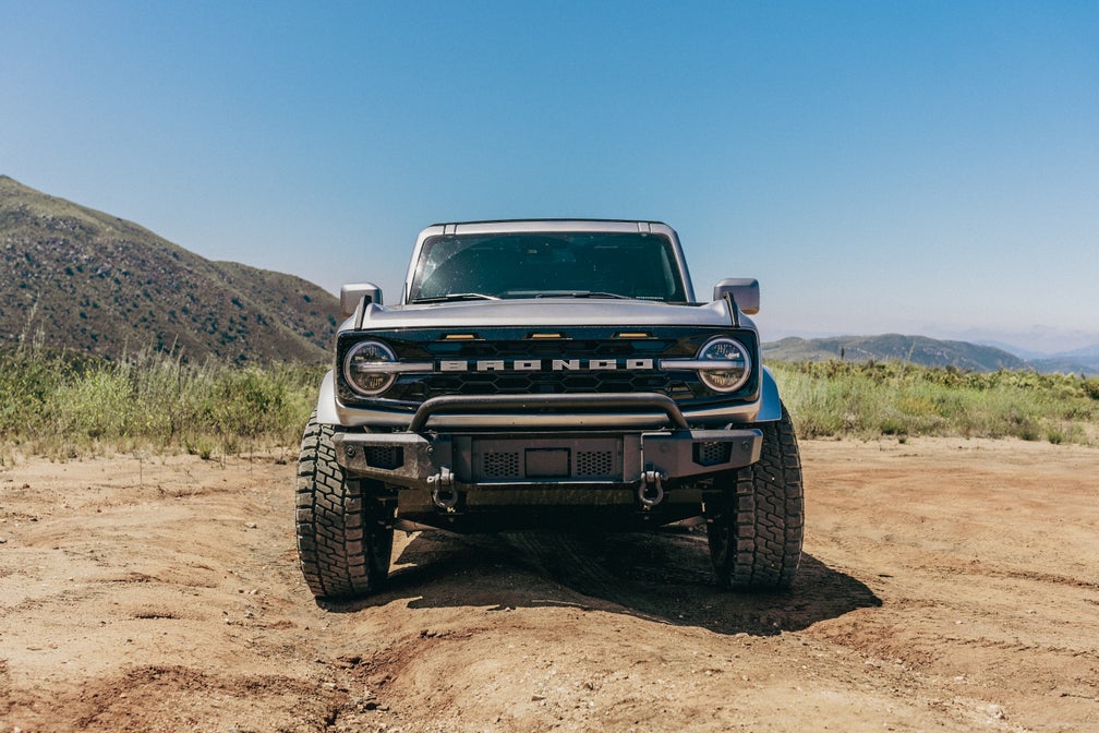 Body Armor Odyssey Front Bumper - Textured Black Powder-Coated Steel - Fits 2021-2024 Ford Bronco (With Bull Bar, Winch Mount, D-Ring Mounts)