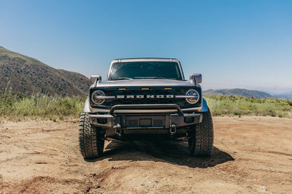 Body Armor Odyssey Front Bumper - Textured Black Powder-Coated Steel - Fits 2021-2024 Ford Bronco (With Bull Bar, Winch Mount, D-Ring Mounts)