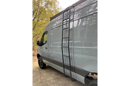 Orion Van Gear Sprinter Side Ladder – Fits 2007+ High Roof Sprinter Vans – 1.25" Aluminum, UV-Resistant Powder Coat, 2-Pc Design
