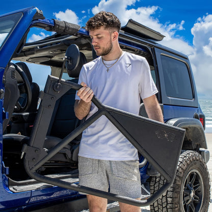 EZ4X4 Phantom Aluminum Full Tube Doors – Fits Jeep TJ/JK/JKU/JL/JLU & JT Gladiator – Textured Black – 2Pc/4Pc