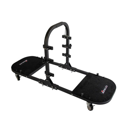 EZ4X4 Aluminum Folding Rolling Door Cart for Jeep Wrangler 4-Door – Storage Rack Holder Stand with Locking Casters, Lightweight, Black