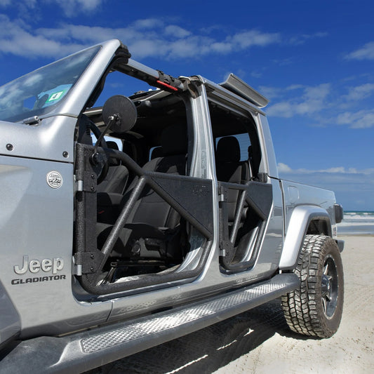 EZ4X4 Phantom Aluminum Full Tube Doors for Jeep Wrangler JLU – 4-Door Set, Lightweight Aluminum, Black Powder-Coated