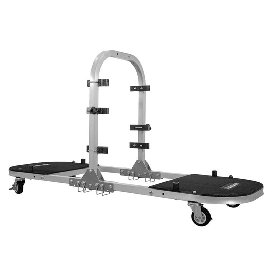 EZ4X4 Aluminum Folding Rolling Door Cart for Jeep Wrangler 4-Door – Storage Rack Holder Stand with Locking Casters, Lightweight, Silver