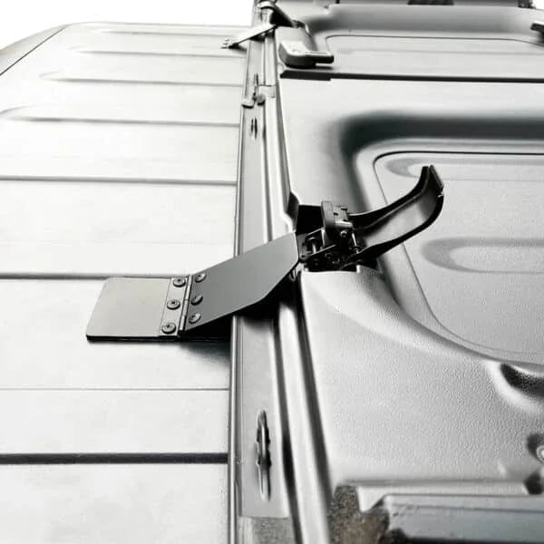 Jeep JT Gladiator Freedom Panel storage component showcasing heavy-duty mounting hardware for secure fit.