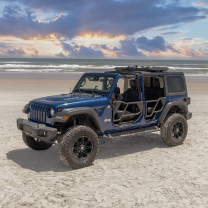 EZ4X4 Razor Aluminum Half Tube Doors for Jeep Wrangler JKU 4-Door – Lightweight, Black Powder-Coated, Secure OE Fit