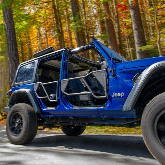 EZ4X4 Razor Aluminum Half Tube Doors for Jeep Wrangler JKU 4-Door – Lightweight, Black Powder-Coated, Secure OE Fit