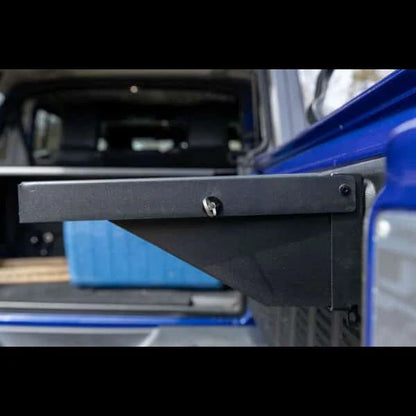 EZ4X4 Single Level Deluxe Folding Tailgate Table – Fits Jeep Wrangler – Black Aluminum – 1Pc