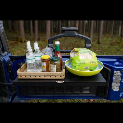 EZ4X4 Single Level Deluxe Folding Tailgate Table – Fits Jeep Wrangler – Black Aluminum – 1Pc
