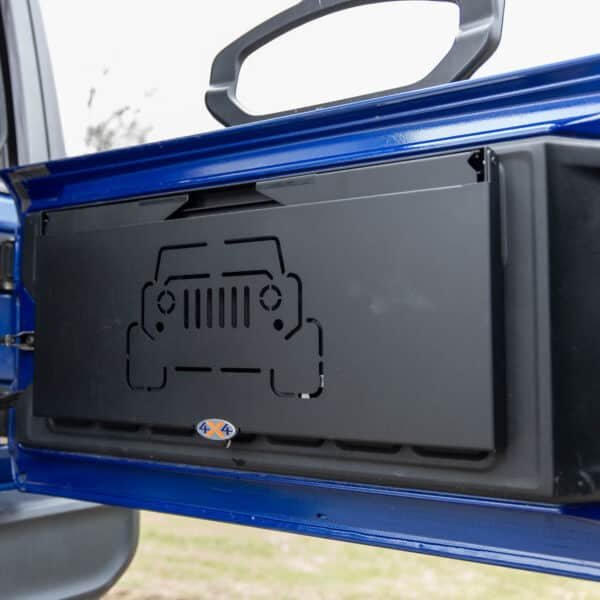 EZ4X4 Double Level Deluxe Folding Tailgate Table – Fits Jeep Wrangler JK/JKU/JL/JLU – Black Aluminum Cargo Shelf