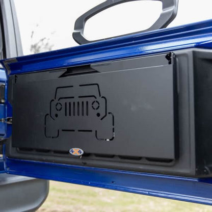EZ4X4 Double Level Deluxe Folding Tailgate Table – Fits Jeep Wrangler JK/JKU/JL/JLU – Black Aluminum Cargo Shelf