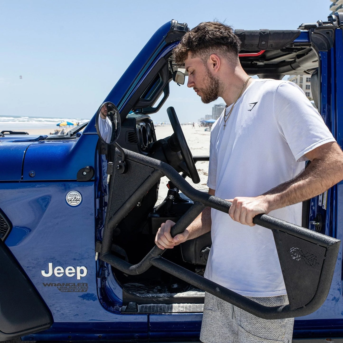 EZ4X4 Razor Aluminum Half Tube Doors for Jeep Wrangler JK 2-Door – Lightweight Aluminum, Black Powder-Coated, OE Hinge Fit