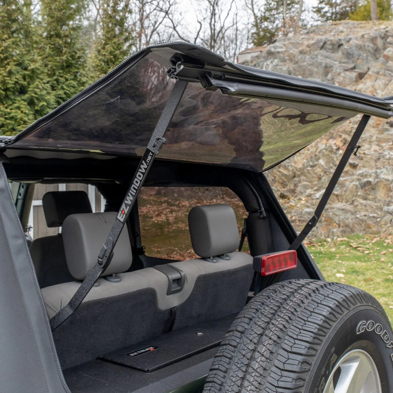 EZ4X4 EZWindow Slant for Jeep JL 2-Door – Fits 2018 & Up – Soft-Top Rear Window, Pull-to-Open, Easy Install