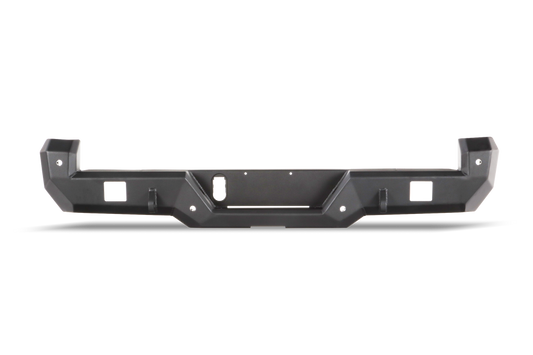 Body Armor Pro Series Rear Bumper - Textured Black Powder-Coated Steel - Fits 2016-2023 Toyota Tacoma (With D-Rings, Light Cutouts, License Plate Mount)
