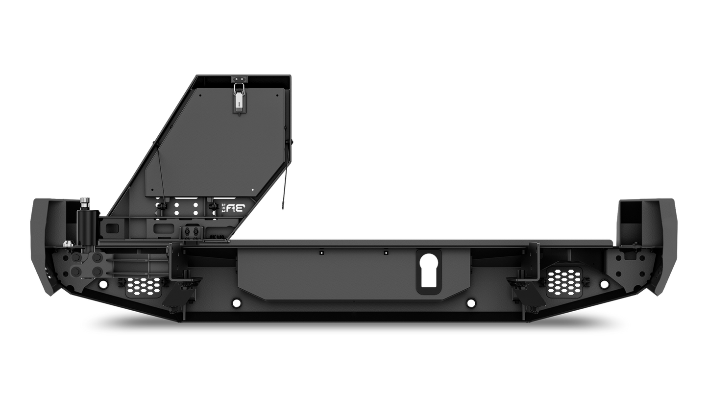 Body Armor Tire Carrier With License Plate Holder - High-Quality Steel, Black Powder-Coated Finish - Fits 2016-2023 Toyota Tacoma / 2010-2024 4Runner Pro Series II Bumper