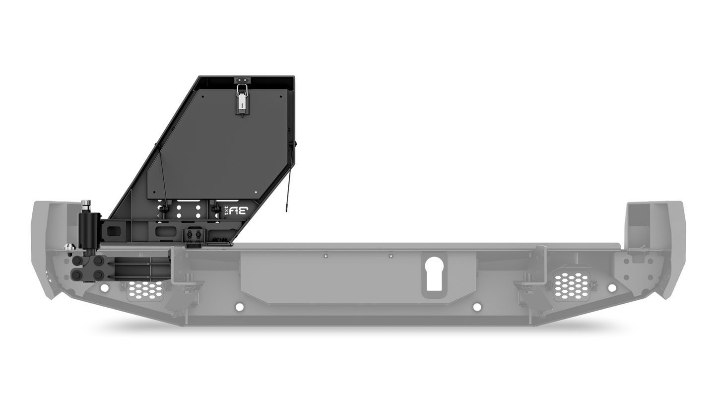 Body Armor Tire Carrier With License Plate Holder - High-Quality Steel, Black Powder-Coated Finish - Fits 2016-2023 Toyota Tacoma / 2010-2024 4Runner Pro Series II Bumper