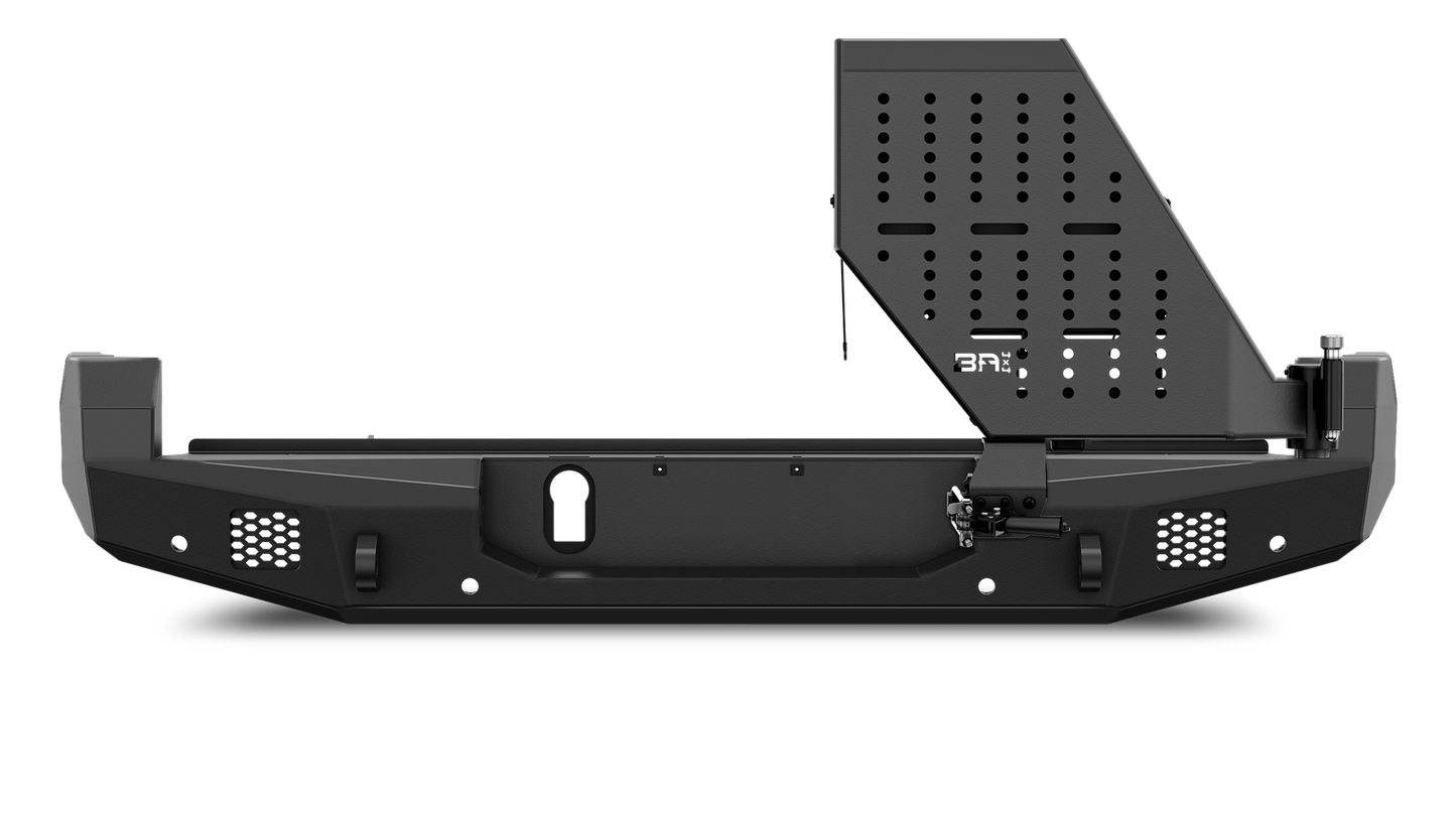 Body Armor Tire Carrier With License Plate Holder - High-Quality Steel, Black Powder-Coated Finish - Fits 2016-2023 Toyota Tacoma / 2010-2024 4Runner Pro Series II Bumper