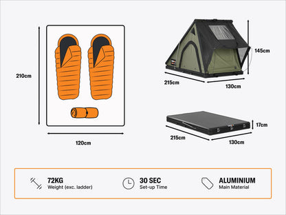 TentBox Cargo 2.0 Roof Tent for Cars - Built with Aluminum Exoskeleton,Integrated LED Light (Sunset Orange )