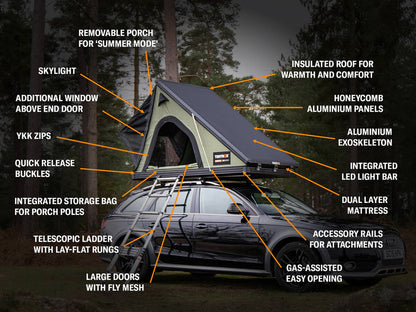 TentBox Cargo 2.0 Roof Tent for Cars - Built with Aluminum Exoskeleton,Integrated LED Light (Sunset Orange )