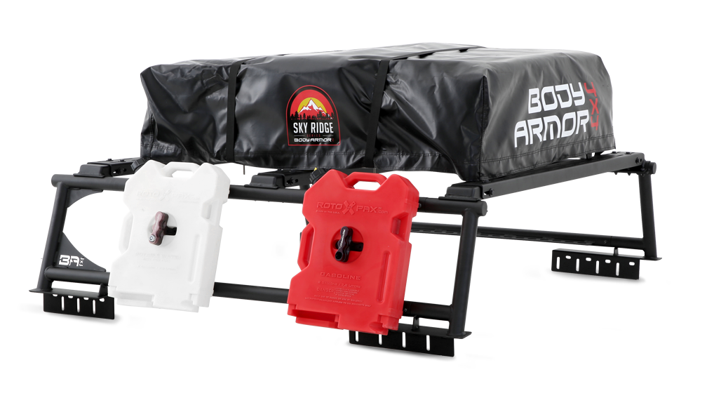 Body Armor Mid-Size Universal Overland Rack - 800 Lbs Weight Capacity, Powder Coated Steel, Fits With Sky Ridge Series RTT and Most Universal RTTs, No Drill Mounting Options