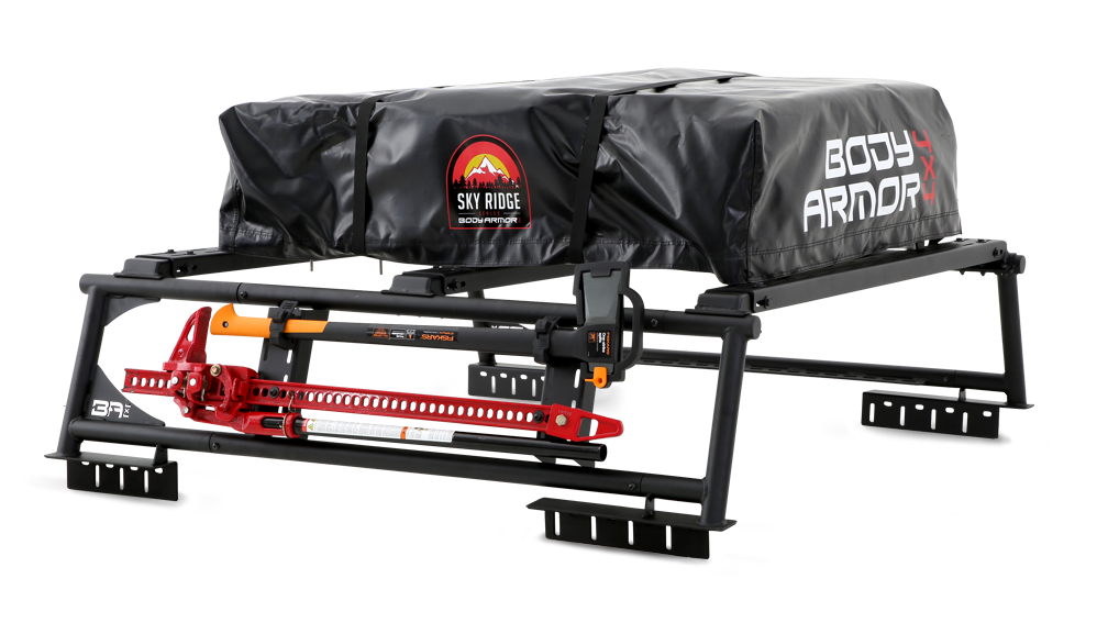 Body Armor Mid-Size Universal Overland Rack - 800 Lbs Weight Capacity, Powder Coated Steel, Fits With Sky Ridge Series RTT and Most Universal RTTs, No Drill Mounting Options