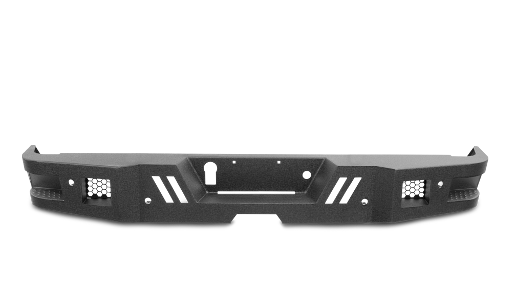 Body Armor 2014-2021 Toyota Tundra Eco Series Rear Bumper - Matte Textured Powder Coated Steel, Winch Mount, No Drilling Required, Fits With 4 Cube LED Lights