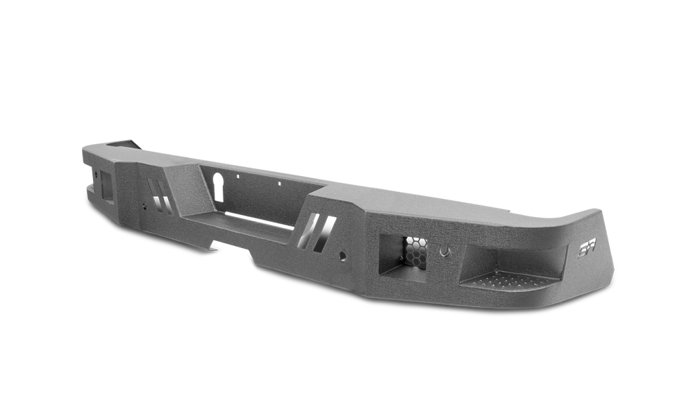 Body Armor 2014-2021 Toyota Tundra Eco Series Rear Bumper - Matte Textured Powder Coated Steel, Winch Mount, No Drilling Required, Fits With 4 Cube LED Lights
